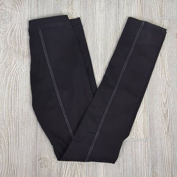 Zara Womens Size 8 Split Leg Denim Jeans Black Exposed Center Seams Zip Fly - Picture 8 of 9